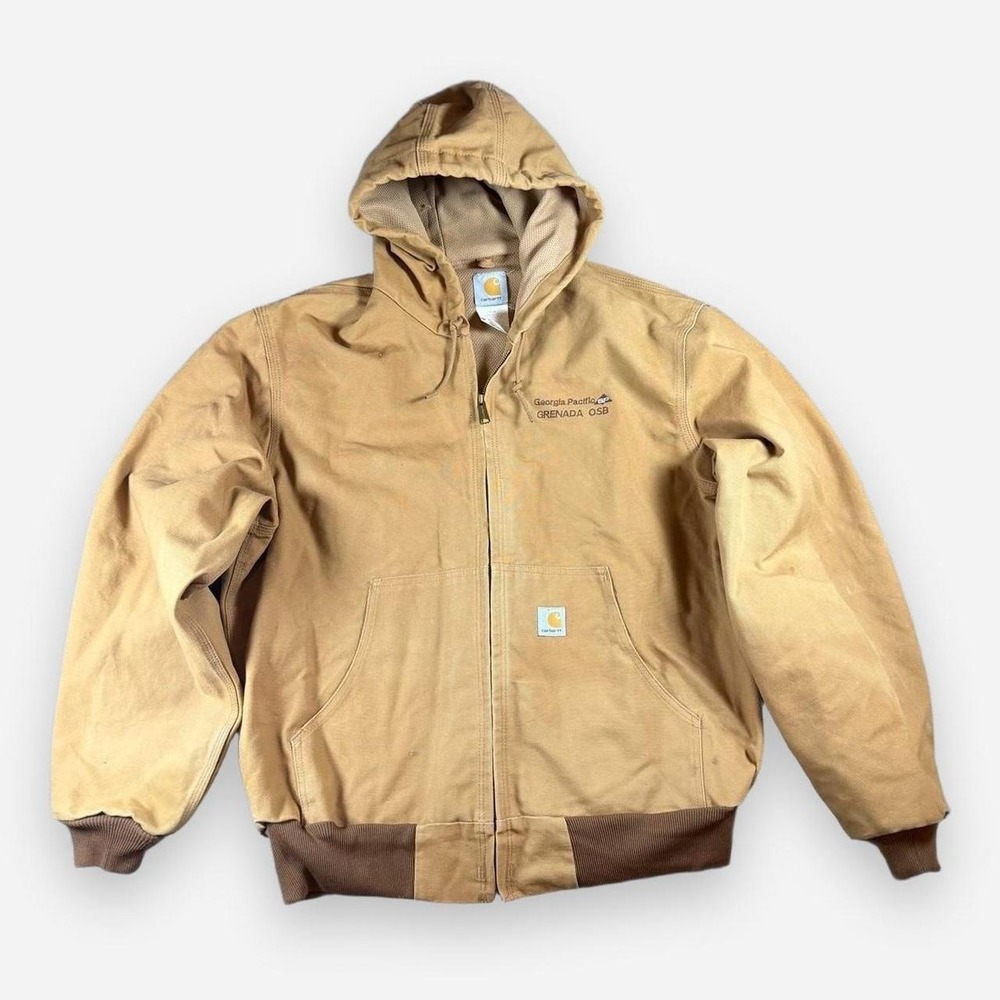Vintage Carhartt JR106 BRN Thermal Lined Canvas Work Jacket Union USA Size L Reg